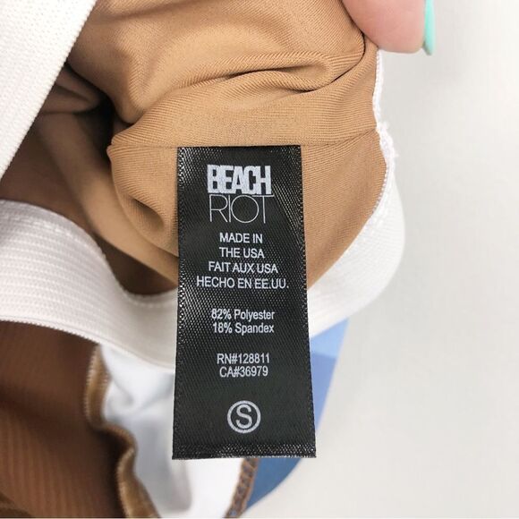 BEACH RIOT SPORT | Tessa Ribbed Crop Top Brown & Indigo Stripe Women’s Size S - Picture 10 of 10